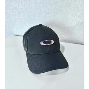Oakley Mens Tincan Cap Hat American Flag Logo Black Solid Classic Flex S/M